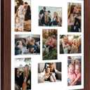 17x17 Picture Frame Display 9 opening 4X6 Picture Frame Collage,Multi Photo Frame with Mat,Plexiglass,Wall Mount Decor,Walnut Wood Grain