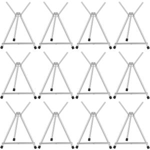 Xinnun 12 Pcs Aluminum 15'' to 21'' High Tabletop Easel Display Adjustable Portable Tripod Desktop with Extension Arm Wings and Rubber Feet for Canvas, Paintings Suitable for School Studio (Silver)