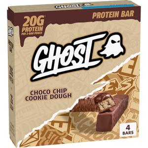 3 x Ghost Choco Chip Cookie Dough Protein Bar, 20g Protein, 4 ct, 9.2 oz | 2g Sugar, 250 Calories per Dual-Bar Pack, Caramel & Crisp Cookie Layers, Chocolatey Coating, Gym Bag Ready (EXP 09/26/26)