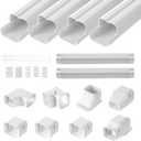 VEVOR Mini Split Line Set Cover 3-inch W 17.6Ft L, PVC Decorative Pipe Line Cover for Air Conditioner with 4 Straight Ducts & Full Components Easy to Install, Paintable for Heat Pumps, White
