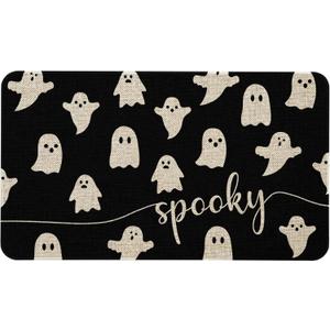 Mloabuc Happy Halloween Door Mat Outdoor Black Witchy Doormat Halloween Welcome Mats for Front Kitchen Mat Outdoor Indoor Heavy Duty Non-Slip Rubber Back, 17 x 30 Inch (1'5" x 2'6" (Rectangular), Spooky)
