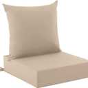 Outdoor Cushions for Patio Furniture, Outdoor Seat Cushion Set 24 x 24 x 5.75 Inch, Waterproof & Fade Resistant Outdoor Chair Cushions, Deep Seat Patio Cushion with Removable Cover, Beige