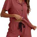 ZMJ Pajamas for Women Set 2 Piece Pj Short Sets Bride Sleepwear Button Up, XXL