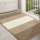Kitinjoy Indoor Outdoor Door Mat, 36x24 Non-Slip Absorbent Dirt Trapper, Low-Profile Washable Inside Entrance Front Floor Mat, Sturdy Soft Entry Doormats for Entryway, Khaki