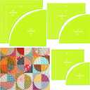 Kigley 3 Set Drunkards Path Quilting Templates Large Quilting Rulers and Templates for Cutting Patterns with 1/4" Seam Allowance Supplies for DIY Craft (Green,10, 7, 4 Inch)