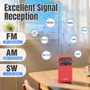 PRUNUS J-211 Portable Radio AM FM with USB Charging and AA Battery Operated, Transistor Radio, Strong Reception& Clear Speaker, Headphone Jack, Back Clip, Lanyard, Small radios Portable AM FM