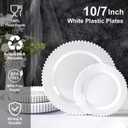 U-QE 60PCS White Plastic Plates - Fancy Beaded Plates Disposable Heavy Duty - Premium Hard Plastic Plates for Party, Wedding & Birthday Including 30 Dinner Plates 10" & 30 Dessert Plates 7"