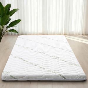 SCHNAUZER HOME Japanese Floor Mattress Viscose Derived from Bamboo, 100% High Density Foam, 3.5" Thicken Cooling Foldable Futon Mattress Tatami Mat, Roll Up Floor Bed for Guest Room Bedroom RV, Twin