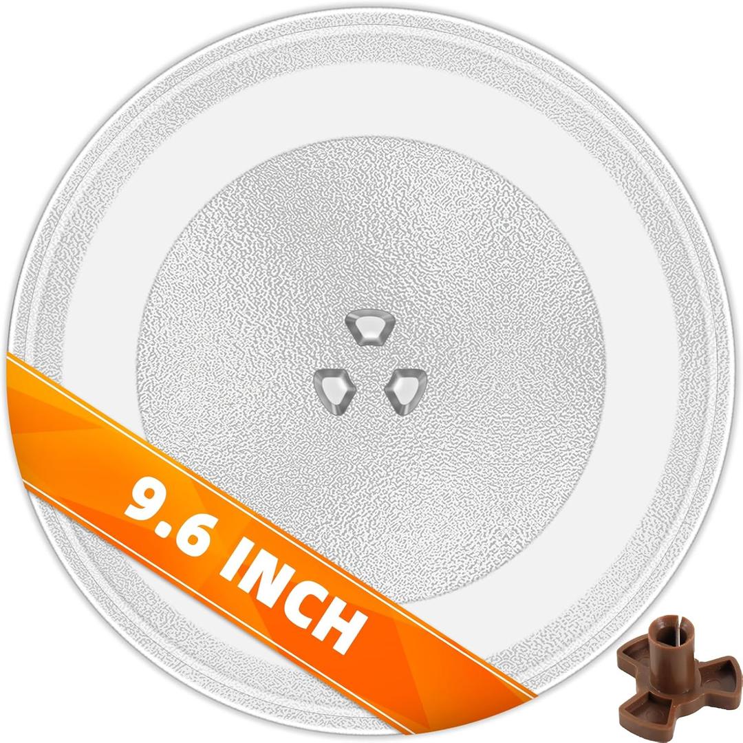 CalPalmy Replacement 9.6'' Small Microwave Glass Plate - Compatible with Galanz Farberware 9.6"/245mm Microwave Glass Turntable Tray - Fits Most Small Microwaves Turntable Tray