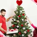 37 Pcs Valentine's Day Tree Decorations Large Heart Tree Toppers 12.2 Inch with 36 Pcs Heart Velvet Ornaments Trees Decorations for Home Valentines Party Romantic Wedding Decor