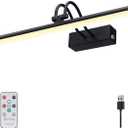 RAIFOOLLY Picture Light,Picture Lights for Wall Cordless,16" Picture Lights with Timer and Dimmable,Battery Wall Lights for Display Gallery Painting Art Frame PortraitBlack