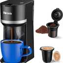 Small Single Serve Coffee Maker for K Cup and Grounds, Fast Brew One Cup Coffee Machine with 12 Oz Reservoir, Compact Size for Home Office RV and Travel, Black