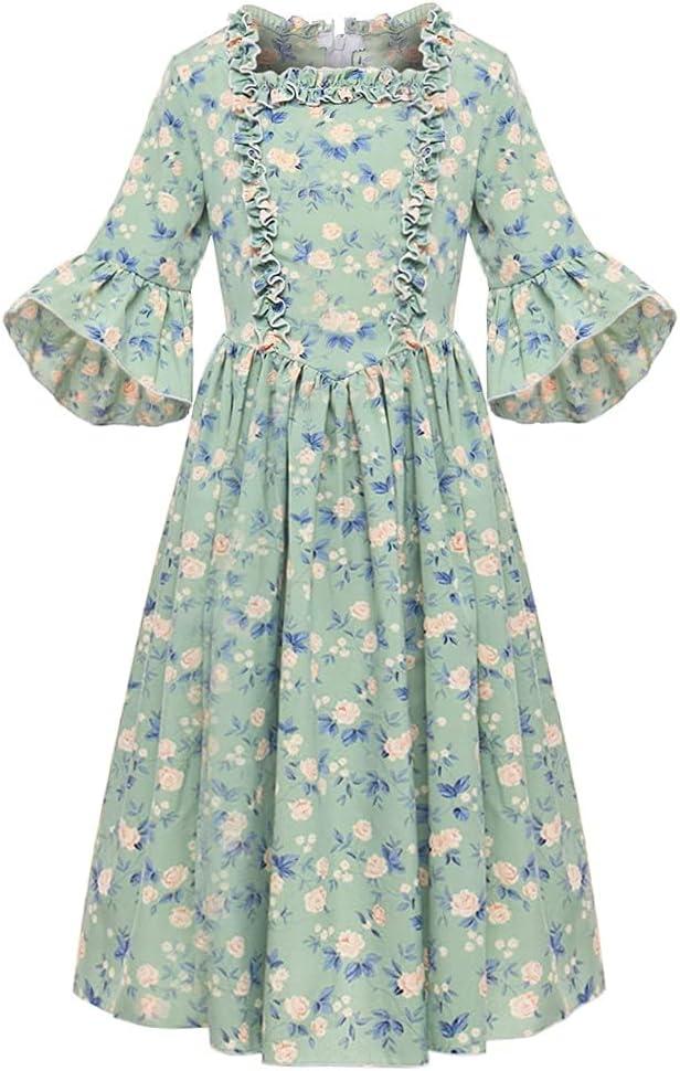 GRACEART Colonial Girls Dress Pioneer Costume Prairie Pilgrim Dress Kids, Size 8