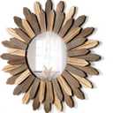 Honiway Boho Wall Decor 21 inch Wall Mirror Rustic Wood Decorative Mirror for Room Decor Rustic Home Decor Farmhouse Wall Decor at Living Room Bedroom Bathroom Hallway Trilcolor