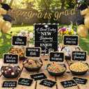 Meanplan 34 Pcs 2026 Graduation Candy Bar Party Decoration Graduation Candy Bar Party Supplies Buffet Plastic Bowls Spoons Congrats Grad Banner Buffet Sign Snack Labels for High School College, Black