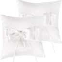 QIRMIZI 2 Pack Ring Pillow,Pearls Ring Cushion, Ring Bearer, Ring Holder for Beach Wedding, Wedding Ceremony, Proposal