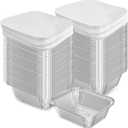 iHomeSet 100 Pack 1 lb Disposable Aluminum Foil Pans Meal Prep Take Out Food Containers with Paper Lids for Catering, Baking, Roasting Food, Freezer Safe