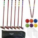 Juegoal Six Player Deluxe Croquet Set with Wooden Mallets, Colored Balls, Sturdy Bag for Adults &Kids, Perfect for Lawn, Backyard and Park, 28 Inch