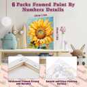 SYDYLH 6 Pack Paint by Numbers Kit for Adults/Kids, Easy Framed Adults Paint by Numbers Kits, DIY Simple Flowers Acrylic Oil Painting Number Kits for Home Wall Decor (8 x 8 Inch)