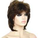 Lydell Short Length Layered Shaggy Full Synthetic Wigs (10 Medium Golden Brown)
