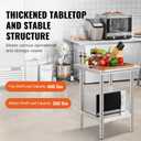 VEVOR Stainless Steel 24 x 24 x 32 Inch Commercial Kitchen Prep & Work Table Heavy Duty Metal Work Table with Adjustable Feet for Restaurant, Home and Hotel