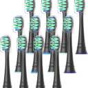 Replacement Heads Compatible with Sonicare Toothbrush, Replacement Brush Head for Philips Sonicare Electric Toothbrush 4100 5100 6100 9900 C2 W3 and More Click-on Handles 12 Black