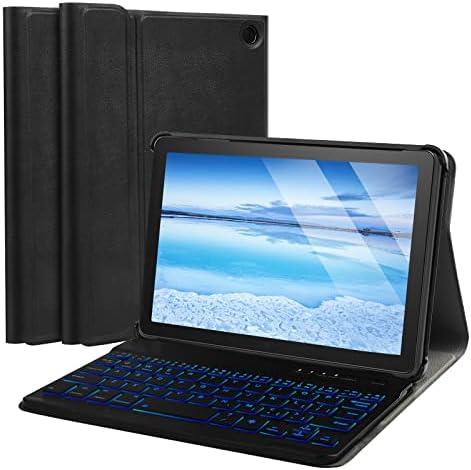 FunYaung Case with Keyboard for Amazon Fire HD 8 & 8 Plus (2024 Release), Detachable Rechargeable Backlit Keyboard Case with Type-C Cable for HD 8 14th (Black)