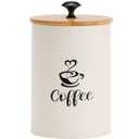 3 Pack Kitchen Canisters with Bamboo Lids, Metal Canister Set for the Kitchen Counter, Airtight Coffee Container Tea Organizer & Sugar Canister, Rustic Kitchen Decor Containers-Beige