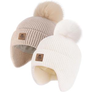 FURTALK Toddler Winter Hat Baby Pom Pom Beanie Boys Girls Kids Knitted Fleece Lined Cap