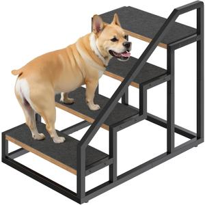Dog Stairs for Small Dogs, 4-Steps Dog Steps for High Beds and Couch, 20.5H Pet Steps with Non-Slip, Rustic Brown and Black LT01BR Dog Stairs for Small Dogs, 4-Steps Dog Steps for High Beds and Couch, 20.5H Pet Steps with Non-Slip, Rustic Brown and Black LT01BR