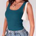 ANRABESS Womens Square Neck Ribbed Tank Tops 2026 Summer Sleeveless Shirts | Soft Lightweight Slim Fit Basic TeeCasual Work Going Out OutfitsFall Spring Layer Undershirts2026 Women Fashion Clothing (Teal, XL)