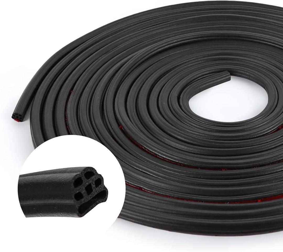 2 x Wuyaoyao 32.8Ft Car Door Seal, Rubber Sealing Weatherstrip for Cars, Three Layer 6 Holes Self Adhesive Automotive Weather Stripping, Universal Soundproof Door Seal Strip for Most Vehicles (32.8 Feet)