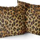 Brown Leopard Throw Pillow Cover - 2 Pcs Cheetah Animal Print Pillows Covers 20x20 inch Soft Bed Decorative Pillow Case for Home Couch Sofa Outdoor Decor