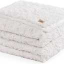 UGG Faux Fur Full/Queen Blanket for Bed, Double-Sided Soft Blanket, Warm Large Throw for Couch, Washable Full or Queen Bedding, Luxury Bedroom Decor, 90" x 90", Natural White (Adalee)