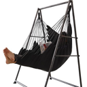 Hammock Chair Stand with Large Size Hanging Chair and Leg Rest，Quick Folding for Easy Wall Storage Bracket Max 330Lbs, Suitable for Garden Patio Room