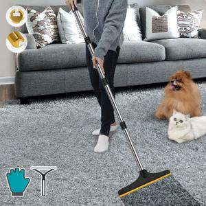 B-Land Carpet Rake for Pet Hair Removal, Reusable Pet Hair Remover with 60 Adjustable Long Handle, Carpet Scraper Dog Cat Hair Remover Tool for Rugs, Mats (Black)