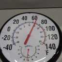 Circrane 13.25 Inch Round Thermometer with Hygrometer, Large Indoor Wall Patio Bimetal Weather Thermometer, No Battery Required, Black