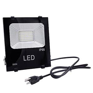LED Flood Work Light Outdoor 30W(150W Equivalent), 2700 lm 6000K Daylight White, IP66 Waterproof, 4ft Cord US-3 Plug Yoke Mount, Super Bright Security for Yard, Garage, Garden, Playground, Basketball Court