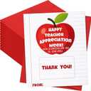 Kosiz 12 Pack Graduation Gift Card for Teacher Thank You Cards with Envelopes & Stickers End of School Year Appreciation Gift for Teachers from Students Graduation Day Present(Apple Style,Red)
