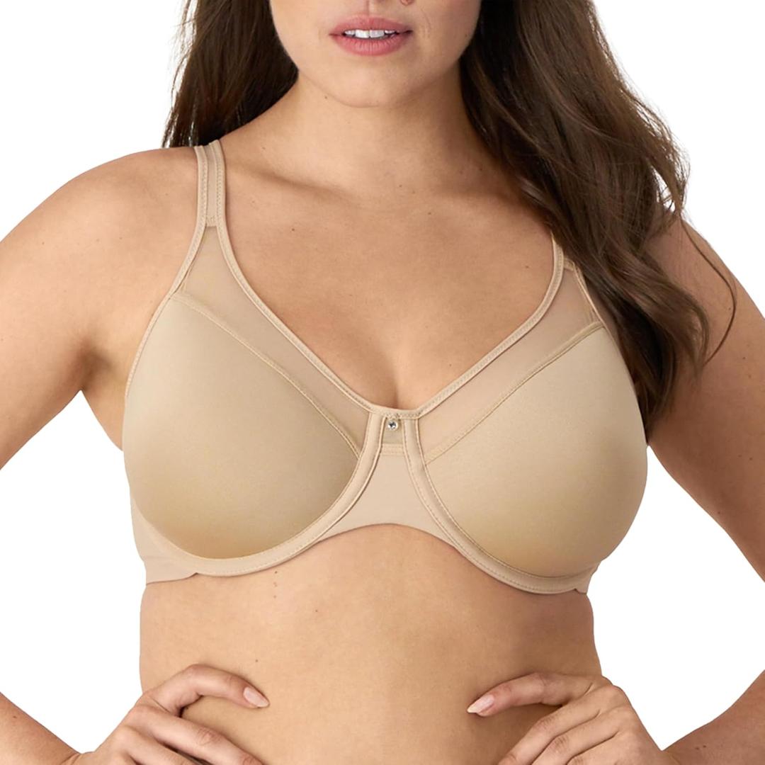 Bali Women's Seamless Underwire Bra, One Smooth U Smoothing Underwire Bras for Women, Convertible Straps, Ultra Light (Beige) 38C