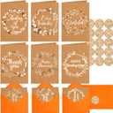 4 x Fancy Land Kraft Thanksgiving Cards with Envelopes Rustic Fall Wreath Thank You Cards Assortment for Autumn Party Supplies 12Pcs
