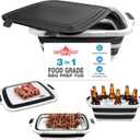 XUDAKAIXIN Collapsible BBQ Prep Tub for Meal Prep, Marinating,Food Storage, picnics, camping, barbecues,cutting fruits and vegetables - Includes Cutting Board and Locking Lid,(X-Large) Black