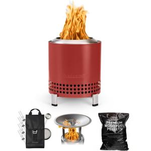 Solo Stove Mesa XL Mulberry Bundle | Tabletop Fire Pit with Stand, Heat Deflector, Accessory Pack & 1lb Wood Pellets | Portable Smokeless Outdoor Firepit for Patio, Camping & Backyard