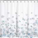 Sunlit Design Simple Style Blue and Gray Flower Blossoms Fabric Shower Curtains for Bathroom Decor with White Background, Machine Washable (71"W x 71"L (Pack of 1))