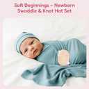 Stretchy Swaddle Blanket for Newborns with Hat & Hello World CardSoft Baby Swaddles 0-3 Months,47"x 47"Supersoft Swaddle Blanket,Receiving Blanket for Boys & Girls (Storm)