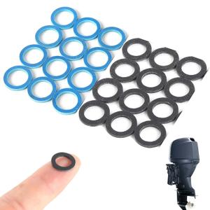 2 x TonGas (24-Pack, Blue & Black) Lower Unit Drain Screw Gaskets Replacement for Yamaha 90430-08020-00 & 90430-08003-00, Mercury Marine 3/8"-16 Drain Fill Screw, Gear Case Oil Seal for Outboard Motors