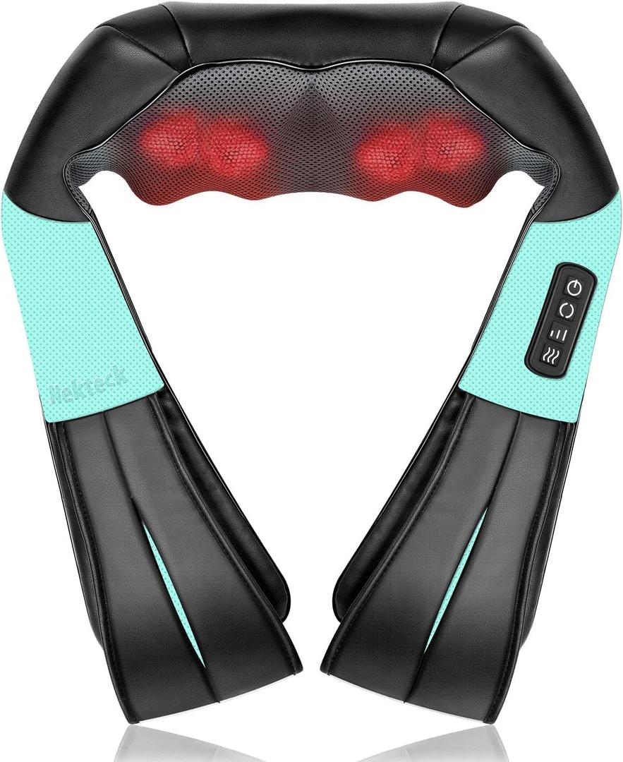 Nekteck Shiatsu Neck and Back Massager with Soothing Heat, Electric Deep Tissue 3D Kneading Massage Pillow for Shoulder, Leg, Full Body Muscle Pain Relief, Car, Office and Home Use (Blue)