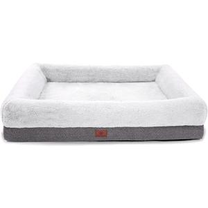 Orthopedic Dog Bed for Large Dogs, Bolster Sides Dogs Sofa Bed with Removable Washable Cover & Non-Skid Bottom, Soft Pet Bed with Egg Foam Dog Couch for Sleeping, 40 x 28 Inch, Gray (40"L x 28"W x 7"Th)