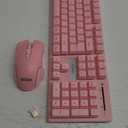 RedThunder K10 Wireless Gaming Keyboard and Mouse Combo, LED Backlit Rechargeable 3800mAh Battery, Mechanical Feel Anti-ghosting Keyboard + 7D 3200DPI Mice for PC Gamer (Pink)
