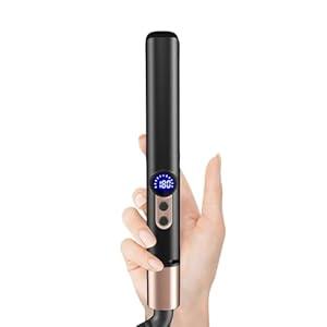 Mini Hair Straightener, Curling Iron 2 in 1 Hair Straightener with LCD Display (White)